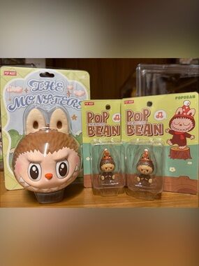 Labubu Pop Bean Kids Figure - Brown & Cream Monster Character